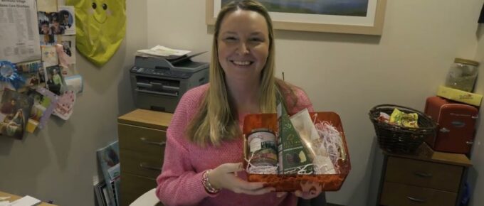 Brookstone Terrace team with holiday gifts for referral partners
