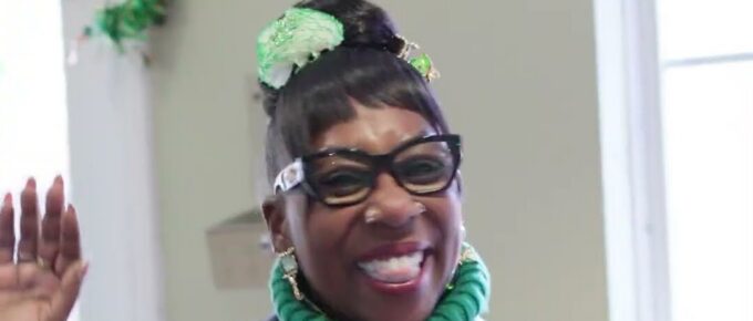 Resident laughing during the St. Patrick’s Day celebration at Brookstone Terrace of Greensboro