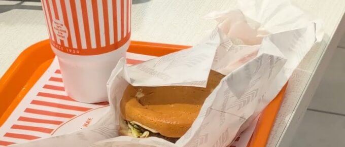 Resident enjoying lunch at Whataburger with Brookstone Terrace of Greensboro