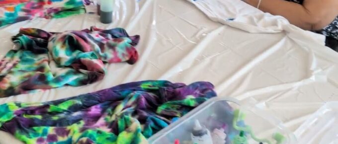 Colorful tie-dye shirts made by residents at Brookstone Terrace of Greensboro