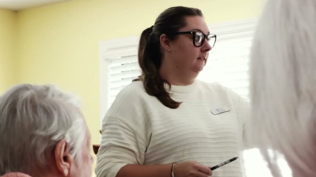 Human Bingo and Exercise: Bailey from Broad River Rehab Visits Brookstone Terrace of Thomasville